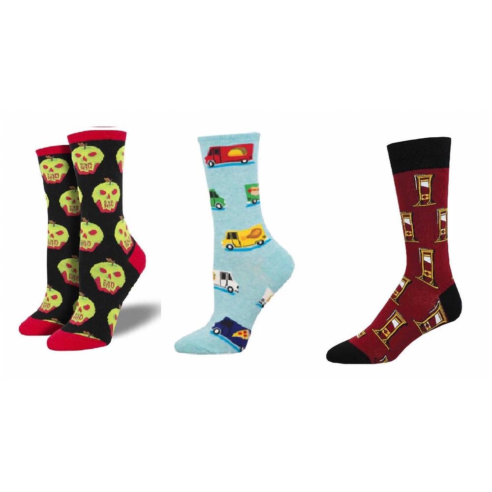 NEW SOCKSMITH women's bad apple & food truck & heads up socks - set of 3 pair in